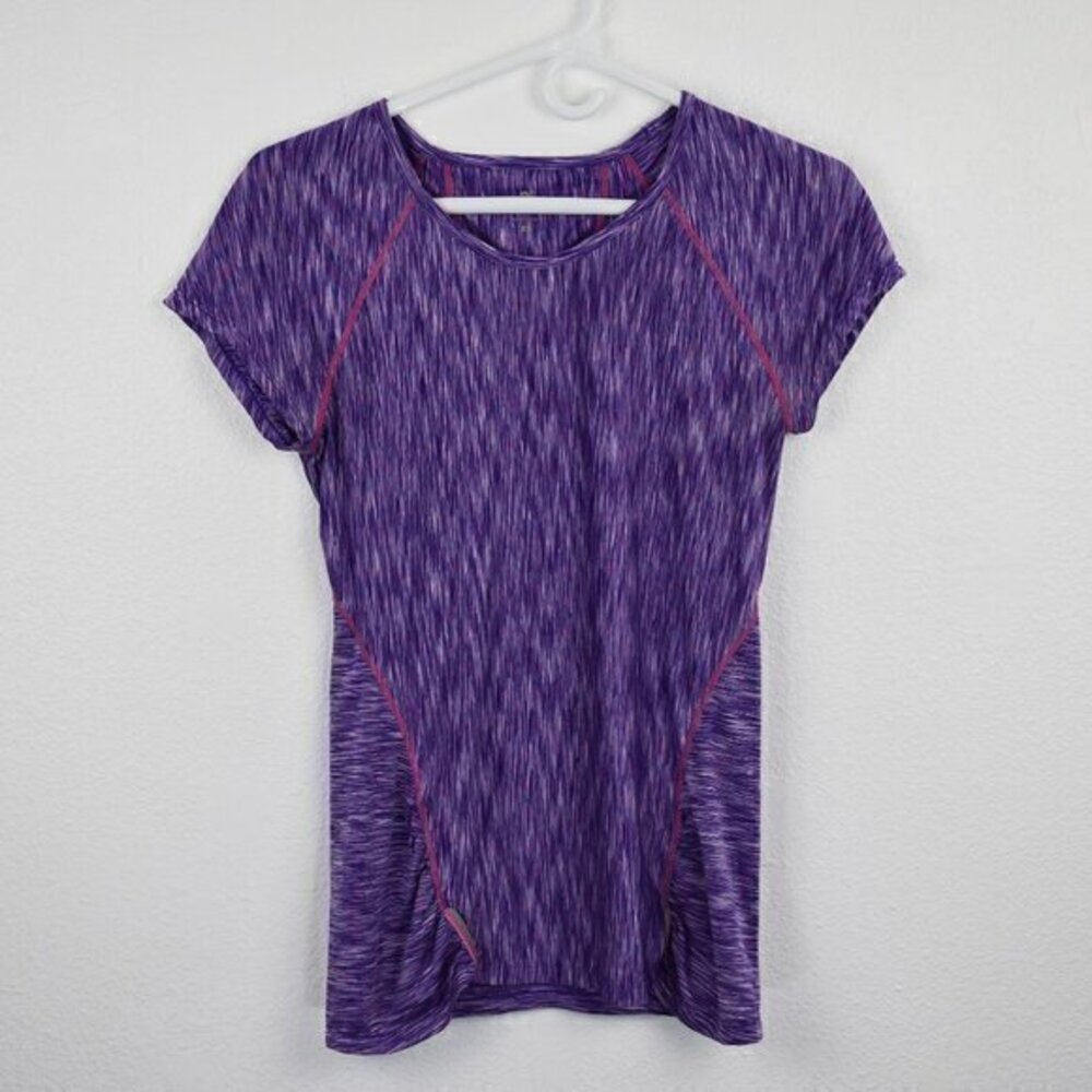 Athleta Spaced Dyed Workout Top‎ Size X-Small Color Purple Gently Used Condition